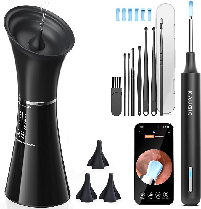 Ear Wax Removal Kit with Camera – Ear Cleaner Tool for Safe & Effective Ear Care – Includes Ear Camera for Visual Inspection & Gentle Ear Irrigation System – Complete Ear Cleaning Solution | Complete Ear Cleaning Kit, Visual, Waste Collection Tank, Ove...