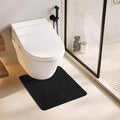 TYUU Black Toilet Rug, Thin Toilet Rugs U Shaped Washable Non Slip Absorbent Quick Dry Low Pile Toilet Mat, Black 20''x24'' U Shape