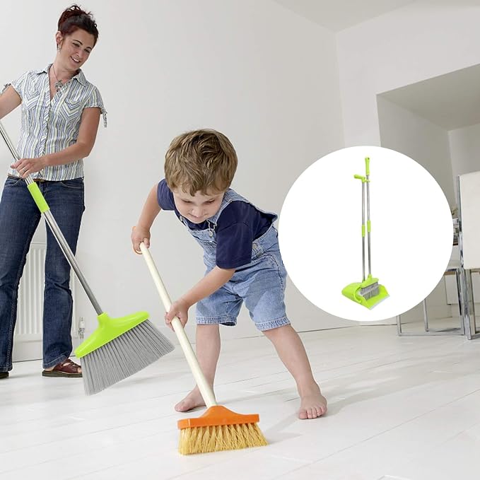 LIFKOME Dust Pan and Broom Set Multi-Function Scraper and Comb for Pet and Human Hair