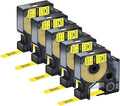 NineLeaf 5 Pack Compatible Labels Tape Replacement for Dymo 18054 3/8 inch Black on Yellow Heat Shrink Tube Labels 9mm x 1.5m for Wires and Cables Use in Rhino 4200 5200 5000 6000 3M Label Maker