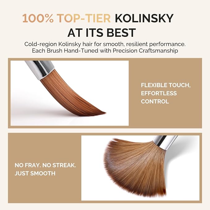 MelodySusie Kolinsky Acrylic Nail Brush, 100% Pure Kolinsky Hair, Professional Nail Brush for Acrylic Powder Nail Extension and 3D Nail Carving, for DIY Home Salon, Size 14