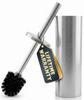 Stylish Stainless Steel Toilet Brush and Holder Set - Silver Toilet Bowl Brush and Holder with Splash Cover, Sturdy Bristles, Corrosion & Scratch Resistant - Elegant Design, Effective Deep Cleaning