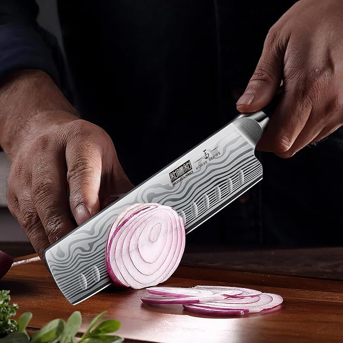 HOSHANHO 7 Inch Nakiri Knife, Japanese Vegetable Cleaver Knife for Chopping | High Carbon Powder Steel Asian Chef Knife, Razor Sharp Multipurpose Kitchen Knife for Home and Kitchen with Ergonomic Handle