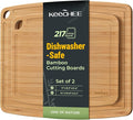 Keechee Dishwasher Safe Bamboo Cutting Boards Durable Lightweight Wood Cutting Board for Busy Kitchen, Easy Storage & Clean Wooden Chopping Boards with Juice Groove Set of 2 (M+S)