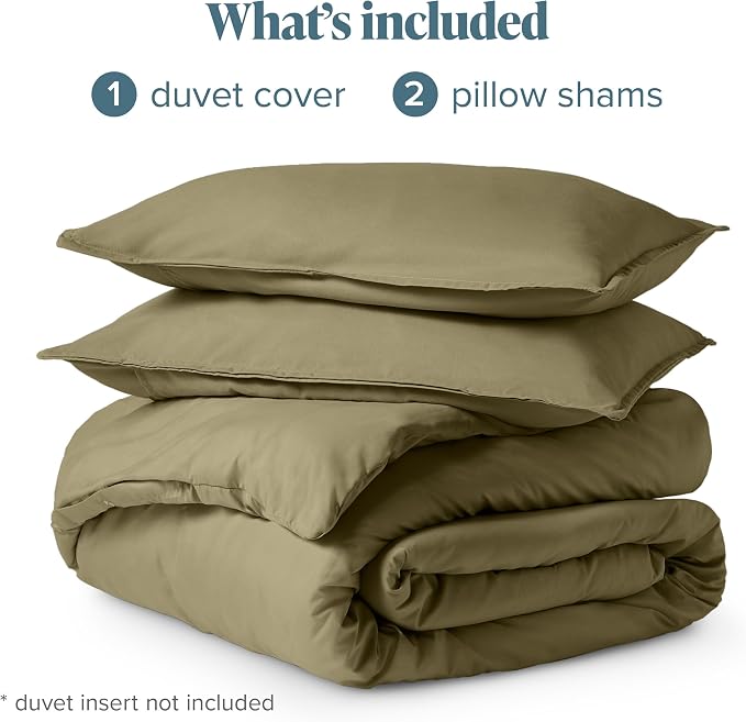 Bare Home Bedding Duvet Cover Queen Size - Premium 1800 Super Soft Collection - Lightweight, Cooling - Soft Breathable Bedding Duvet Cover (Queen, Olive)