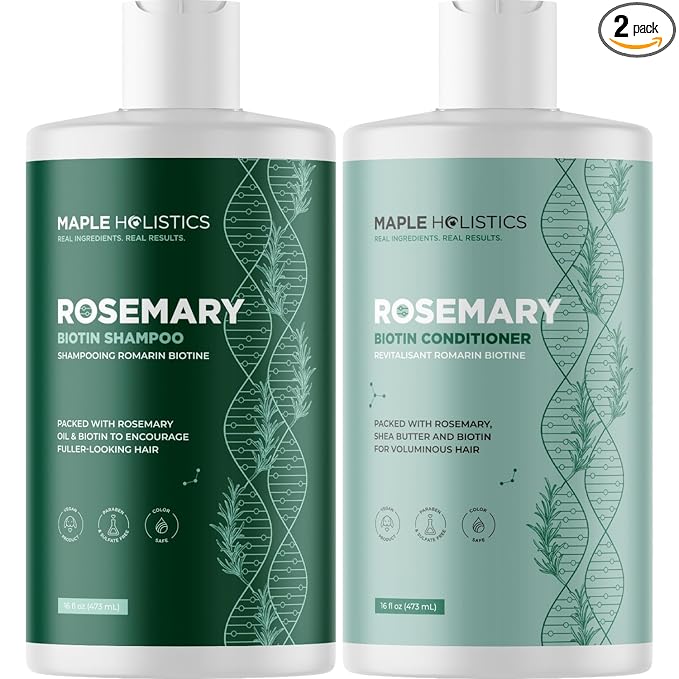 Biotin Rosemary Shampoo and Conditioner Set - Vegan Biotin Shampoo and Conditioner Set Volumizing Complex with Rosemary Essential Oil for Fine Weak & Dull Hair - Sulfate & Paraben Free (16 Fl Oz)