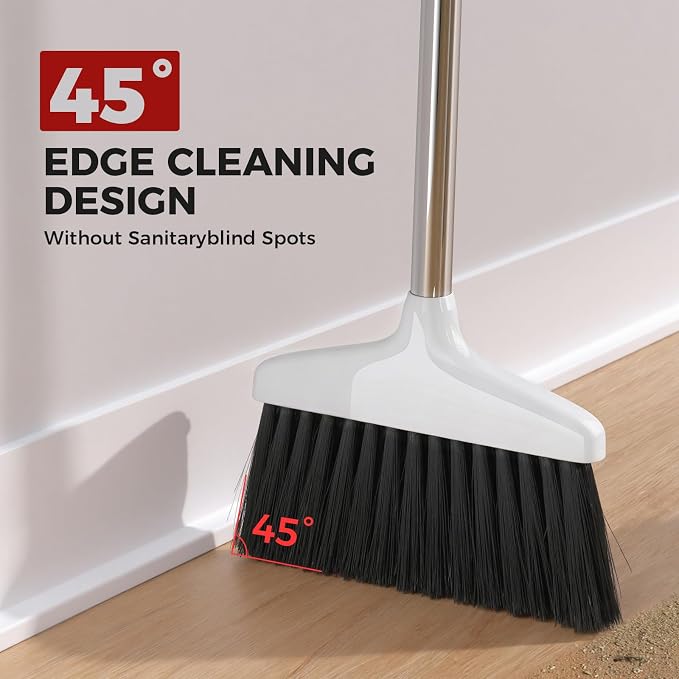 Handy Broom, Indoor/Outdoor Brooms, Duty Kitchen Broom, for Home Garage Kitchen Office Courtyard Lobby Patio Lawn Concrete (1, White)