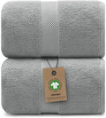 Alusa Home 100% Organic Luxury Bath Sheets - GOTS Certified - Extra Large 35x70 Inches (Pack of 2) Zero-Twist, Long-Staple Cotton Bath Sheet Set (Pewter Grey)