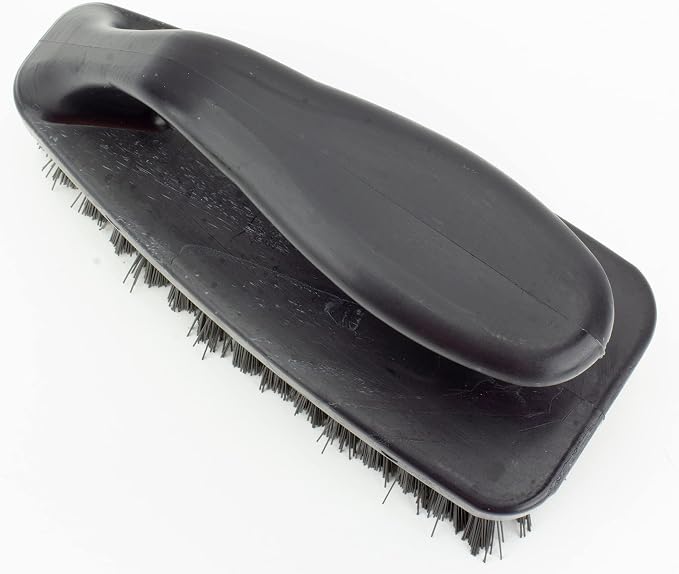 SPARTA Heavy Duty Scrub Brush, Hand Brush with Iron Shape Handle Design for Scrubbing Kitchen Pots and Pans or Bathroom Sink and Shower, 6 Inches, Black, Twin