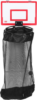Basketball Hoop with Mesh Bag Laundry Hamper over Door for Dorm Rooms | Wood and Iron Build, Detachable Net, Adhesive Hook Setup, Blankets and Sports Gear