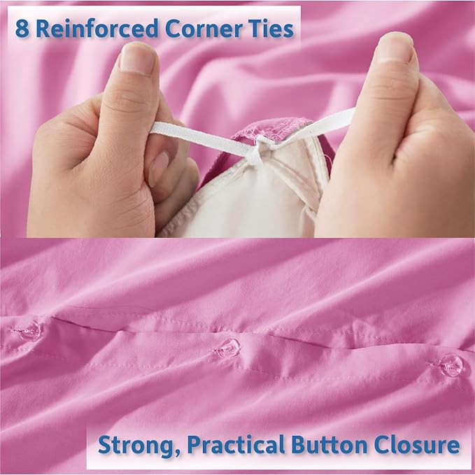 Nestl Twin Duvet Cover Set - Soft Double Brushed Light Pink Duvet Cover Twin XL, 2 Piece, with Button Closure, 1 Duvet Cover 68x90 inches and 1 Pillow Sham