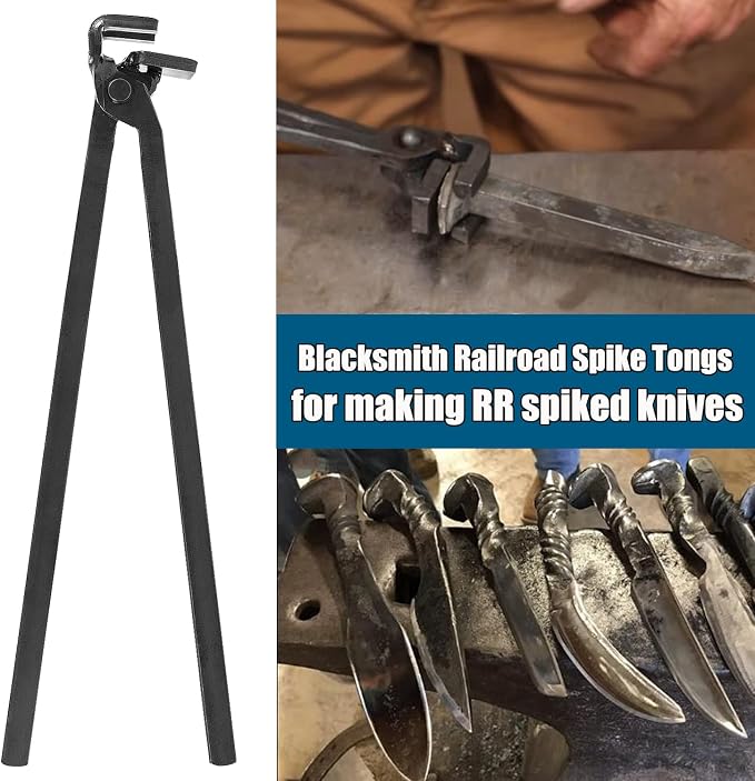 Blacksmith Railroad Spike Tongs for Holding Railroad Spikes RR Spike Head Tongs for making RR spiked knives