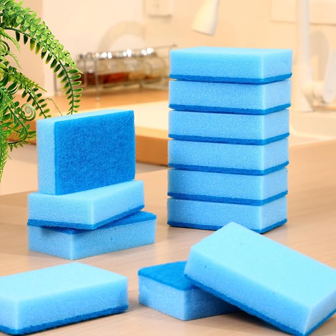 Tioncy 180 Pcs Individually Wrapped Sponges Bulk Kitchen Brown Non Scratch Scrub Sponges Dual Sided Cleaning Scrubber for Household Washing Dishes, Pots, Pans, Sinks, Stoves, Appliances, Car, Bike