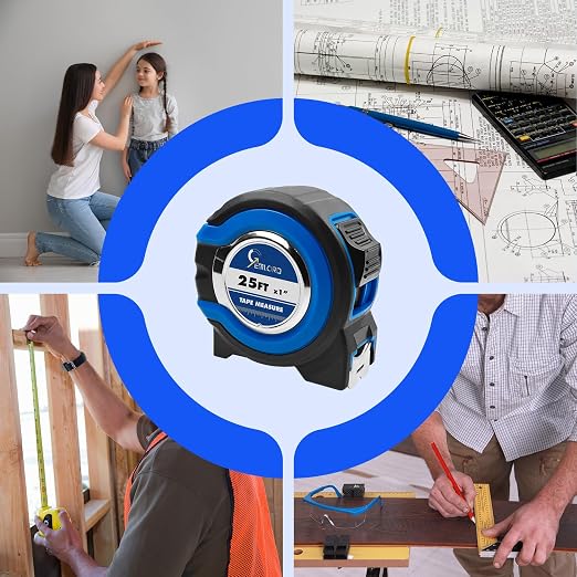 Tape Measure 25 ft, 10 Pack Bulk Tape Measure with Fractions 1/8 Easy Read Measuring Tape Retractable Steel Measuring Tape (25 ft x 1 in)