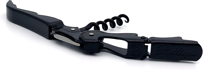 Pulltap's Genuine Classic 500 Waiter's Corkscrew – Double-Hinged Wine Key with Hinged Foil Cutter – Patented Design – Made in Spain – (Black – Black)