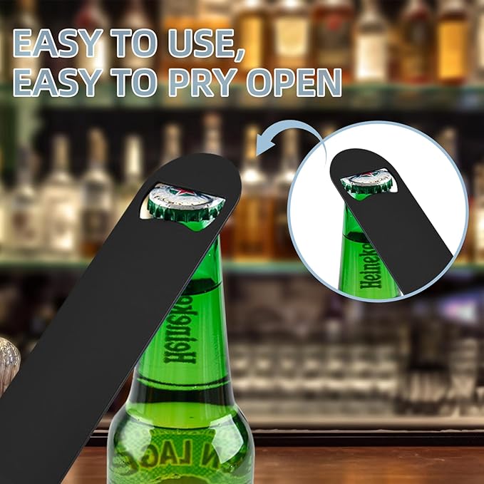 50 Pack Flat Beer Bottle Opener 7 inch Stainless Steel Flat Bottle Opener Beer Bottle Openers for Bartender Kitchen Bar Restaurant (Black)