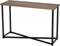 Household Essentials Ashwood Grain Console Table with Black Iron Base