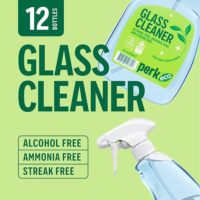 Perk Eco Glass Cleaning Spray, Citrus, 32 oz., 12/Carton