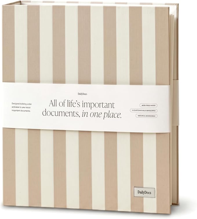 Document Organizer Binder for Important Papers & Passports, Oat