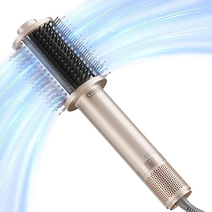 TYMO 4.0 Hair Blow Dryer Brush - Lightweight 3X Faster Drying 5-in-1 Ionic Blowout Hair Dryer Brush Adds Shine, Volume & Fullness for Smooth, Anti-Frizz Straight, Curl & Blowout Styles, Gold