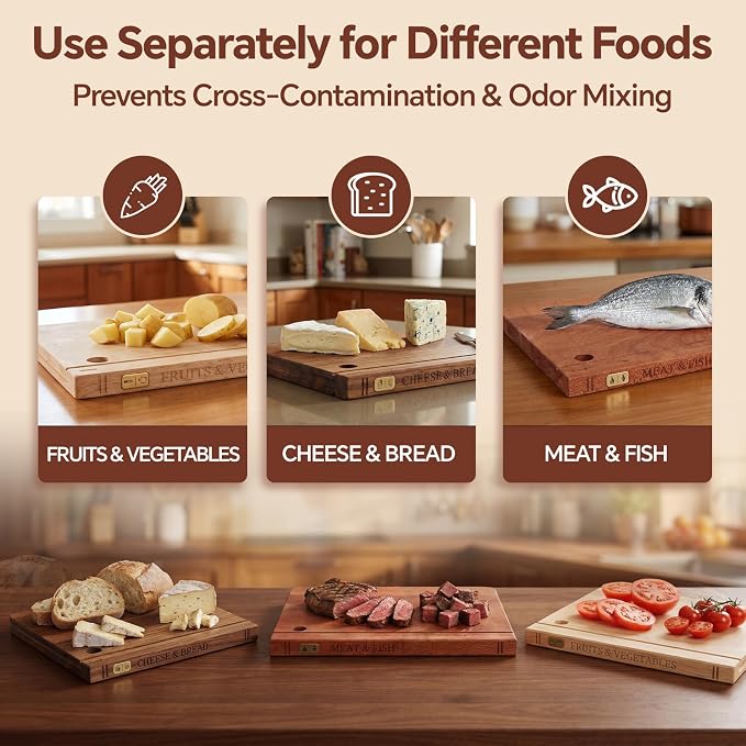 Wood Book Cutting Board Set with Stand, Wooden Cutting Boards for Kitchen,Knife Friendly Decorative Board that Look Like Books, Easy to Store & Clean,Unique Gift for Book Lovers & Home Cooks