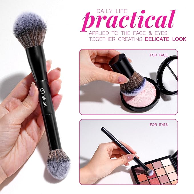 Professional Makeup Brushes BS-MALL With Travel Case - Kabuki Brush Eyeshadow Brush, Concealer Brush, Blush Brush Bronzer & Foundation Brush 20 Pcs, Labeled Daily Use & Versatile Occasions Gift Box