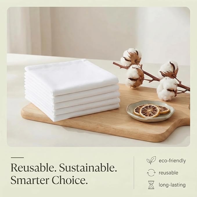 Urban Villa Kitchen Towels Cotton Dish Towels 20”x30” (Set of 6) White