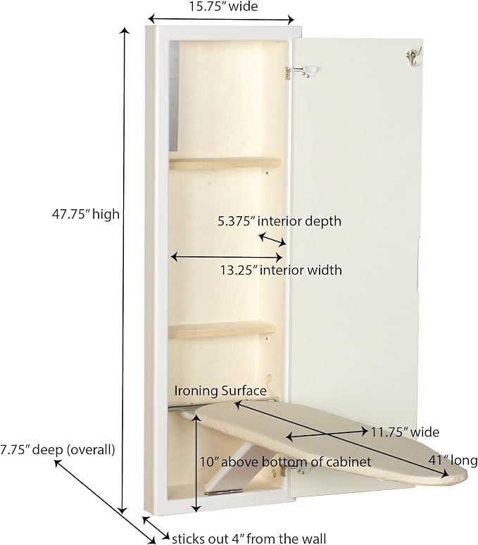 Household Essentials Stowaway in-Wall Ironing Board Finish: White