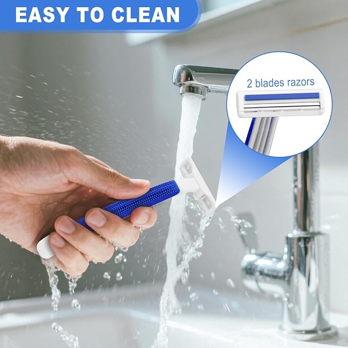 Shave Kit in Bulk Twin Blade Razors with Protective Cap,Disposable Razors in Bulk Shaving Cream for Hotel, Airbnb, Homeless, Shelter, Camping and Travel (60)