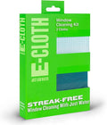 E-Cloth Microfiber Window Cleaning Cloth Kit - Glass Cleaning Cloth for Windows, Mirrors, Cars, Lenses, Eyeglasses, & More, Streak Free Clean, Machine Washable Reusable Towel - Green