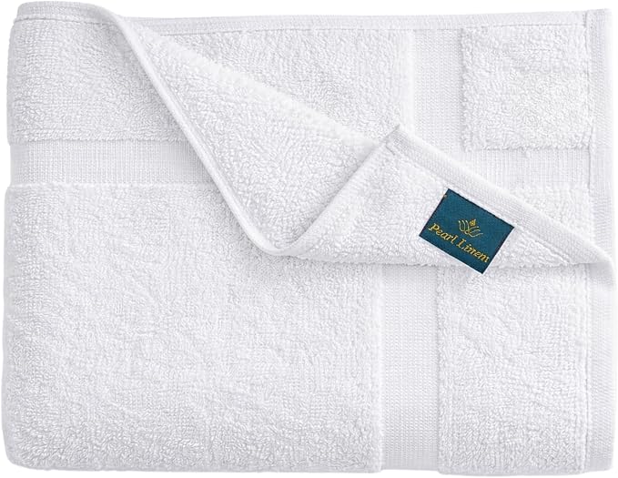 Pearl Linens Pack of 6 100% Small Cotton Bath Mat Towels,18x25 inches, Soft & Absorbent Floor Towels for Bathroom, Not Bathroom Rugs, After Shower Mat, 781 GSM, Machine Washable, White
