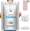 BELLE KR® 30 Pcs 5 Gallon Mylar Bags With 2000CC Oxygen Absorbers - Perfect Bucket Size - 11 Mil Thick - With Sticker Labels and Closure Clip - Smell Proof, Heat Resealable Large Mylar Bag