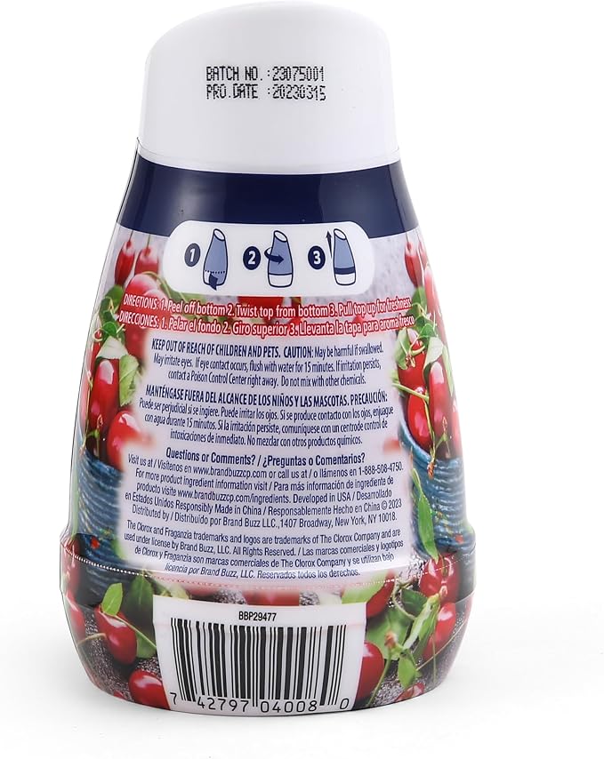 Clorox Fraganzia Gel Air Freshener Cone, Cherry Burst Scent - No-Plug, Battery-Free Air Freshener for Small Rooms, Closets, Kitchens, Bathrooms, Offices and More, 6 Ounce