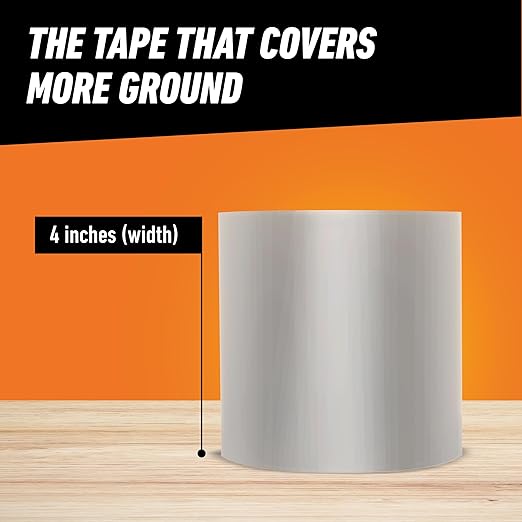 Gorilla Waterproof Patch & Seal Tape, Clear Tape, 4" x 8' (Pack of 1) - Permanent Weather Resistant Seal for Leaks and Repairs