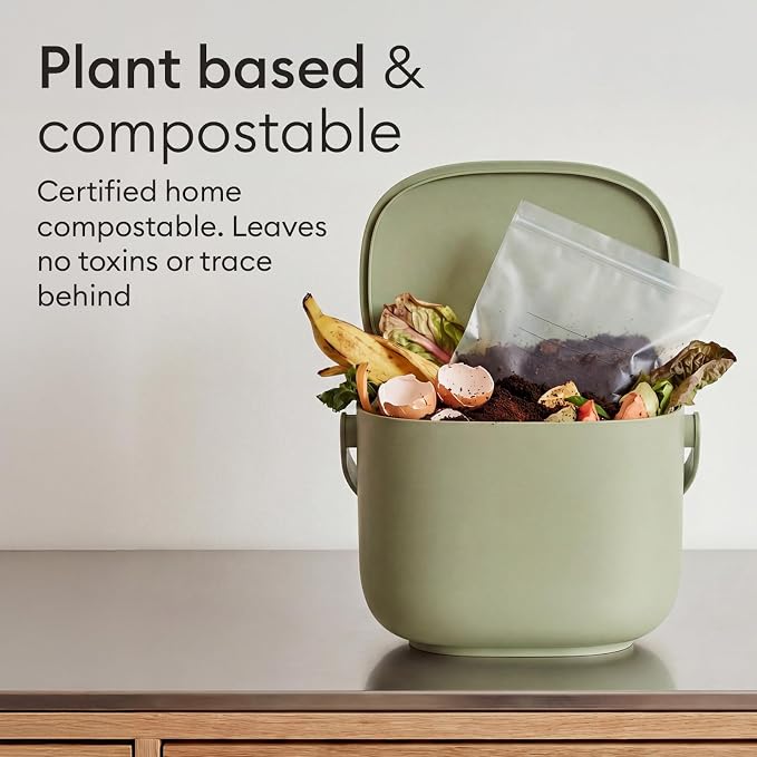 Vove Compostable Sandwich Bags 30 Ct, Plastic-Free Lunch Bags for Kids and Adults, PFAS-Free and BPI Certified, Freezer Safe Airtight Seal for Sandwiches and Meal Prep, Plant-Based