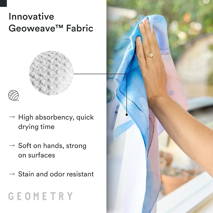 GEOMETRY Kitchen Tea Towels - Quick Dry Microfiber Dish Towels for Kitchen Watercolors, 18" x 30" 2 Pack
