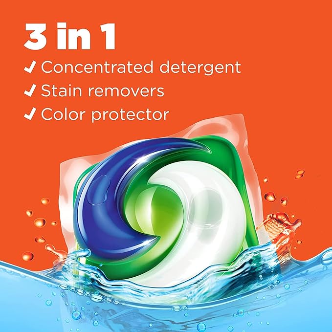 Tide PODS laundry detergent pacs, 3-in-1 Stain Remover, Odor Fighter, Color Protector, 57 Count, HE compatible, Clean Breeze Scent