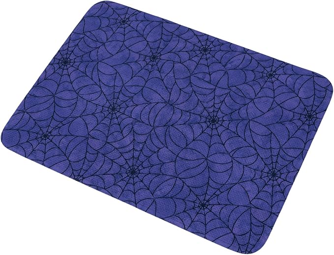Entryway Rug Indoor Outdoor 31.5"x47.2", Navy Blue Halloween Absorbent Non Slip Floor Mat, Black Spiders Net Classic Gingham Low-Profile Welcome Mats for Front Door Patio Mudroom Garage Entrance