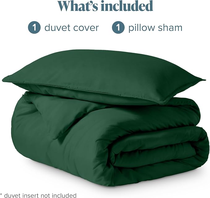 Bare Home Bedding Duvet Cover Extra Long Size - Premium 1800 Super Soft Collection - Lightweight, Cooling - Soft Breathable Bedding Duvet Cover (Twin/Twin XL, Forest Green)