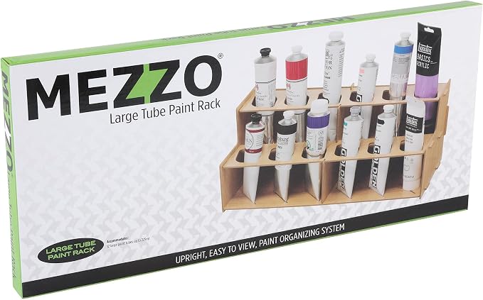 HG Art Concepts Mezzo Artist Paint and Brush Racks - Wood Grain Laminate Multi Layer Desk Stand Professional Storage Display Organizer for Paintbrushes & Large Tubes - 3 Pack
