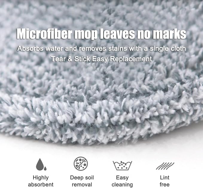 Spin Mop and Bucket Set with 2 Replaceable Microfiber Mop Pads with Self Separation Dirty and Clean Water System, Self Wringing 360° Rotating Square Mop Head for Hardwood Tile Marble Floors