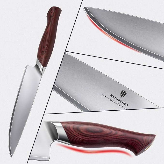 Chef Knife 8 Inch, High Carbon 10Cr15MoV Stainless Steel | Professional Ultra Sharp Japanese Cooking Knife, Kitchen Knife with Ergonomic Pakkawood Handle
