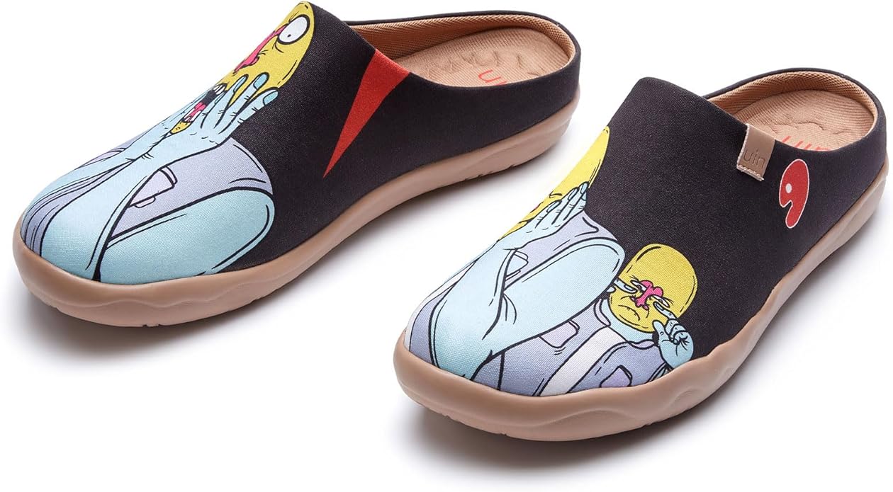 UIN Men's Mules Slipper Loafers Lightweight Mules Walking Casual Clogs Comfort Household Slip Ons Art Painted Travel Shoes Malaga Marine World