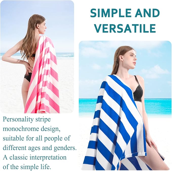6 Packs Stripe Beach Towel Thin Terry Set XL Big Extra Large Oversized Accessories Essentials Soft Super Absorbent Clearance Pool Swim Camping Travel Bath Towels Bulk Men Women Adults Gift Pink