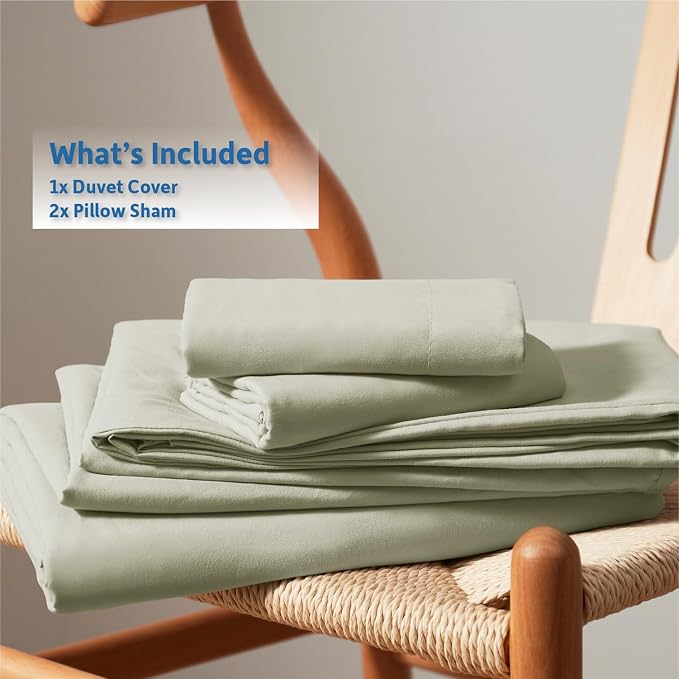 Nestl Light Sage California King Duvet Cover Sets - Soft Double Brushed Cal King Duvet Cover, 3 Piece, with Button Closure, 1 Duvet Cover 104x98 inches and 2 Pillow Shams