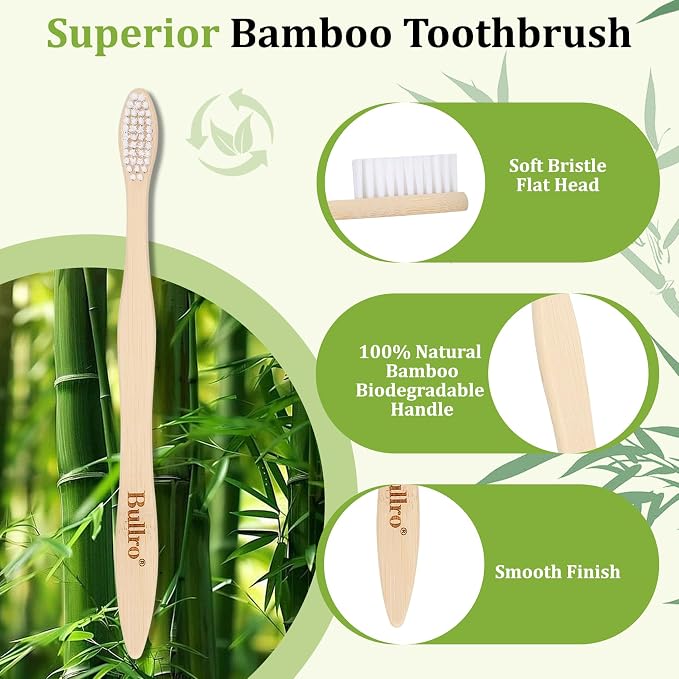 Disposable Bamboo Toothbrush Kit (50 Pack) with 6g Toothpaste - 100% Natural Biodegradable - Individually Wrapped Disposable Amenities for Hotel, Airbnb, Travel, Camping, Homeless & Guest Use