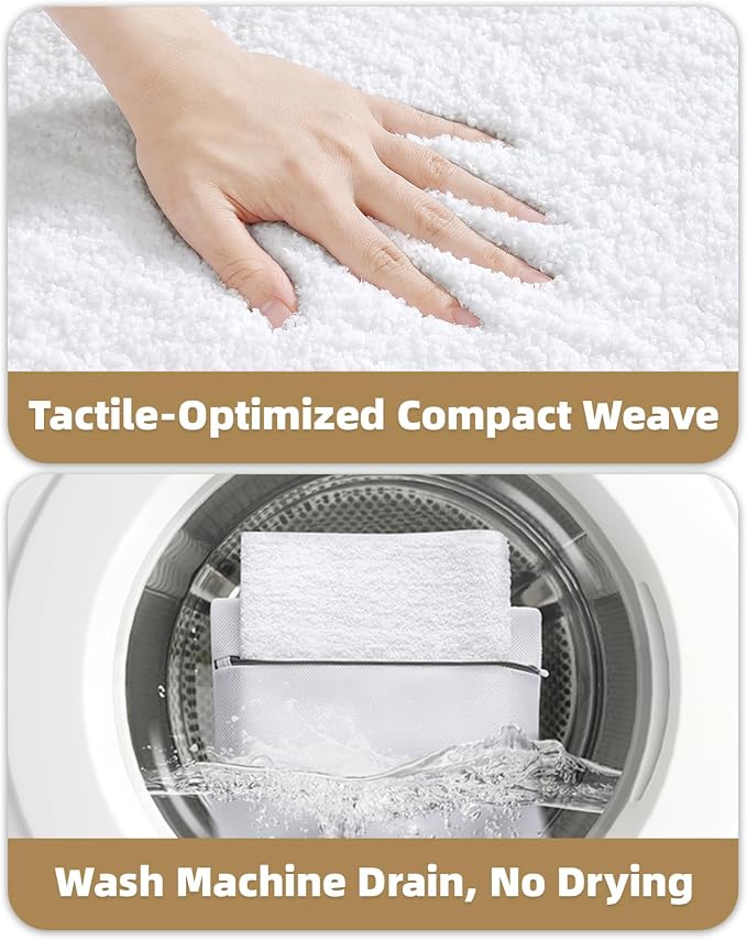 Color&Geometry Small Bath Mats for Bathroom, 16"x24" White Bathroom Rugs, Non Slip, Absorbent, Soft, Washable, Microfiber Bathmat Shower Mat Outside Shower