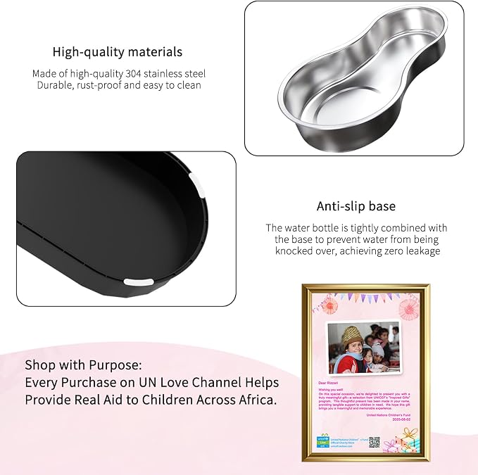 RIZZARI 9L Elevated Dog Waterer: Large Capacity Hydration | Raised Drinking Height/No Filter Maintenance/No Power Needed /Gravity Refill/Stainless Steel Bowl /Indoor/Garage