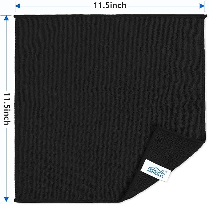 HOMEXCEL Black Microfiber Cleaning Cloth 400 Pack, Microfiber Towel for Cars, Lint Free, Scratch-Free, Highly Absorbent, and Cleaning Rags for House, Window and Glass, Cars, TV Screen 11.5 X11.5 inch