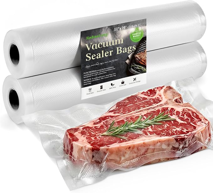Vacuum Sealer Bags Rolls, 11inx20ft, 2 Pack | Commercial Grade, BPA Free, Customized Size, Sous Vide Cooking, Puncture Prevention, Kitchen Essentials, Kitchen Gadgets